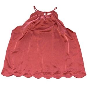 Rust Monteau Halter Tank Top Scalloped Hem Flowy Cami Blouse Size XL